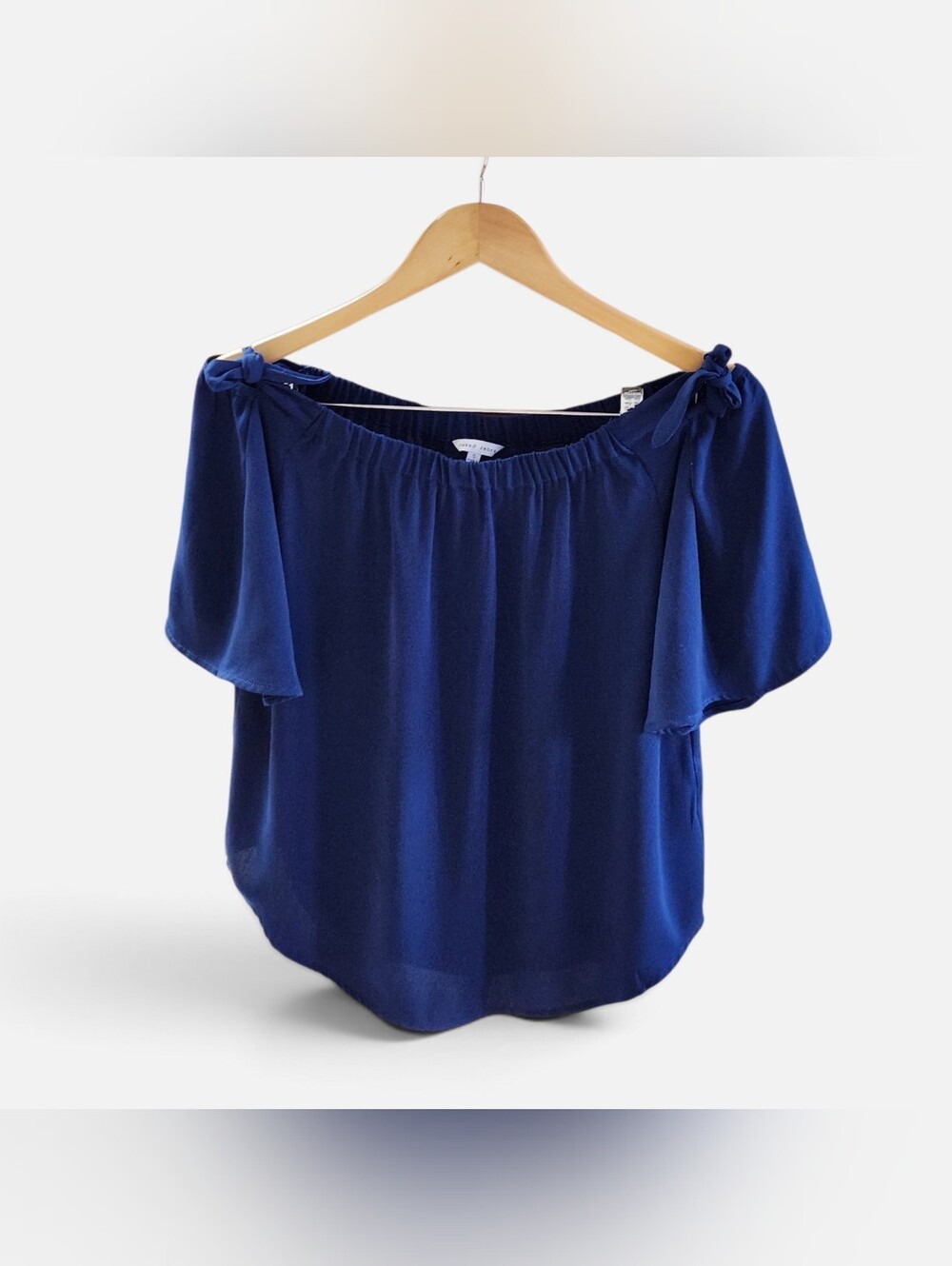 Naked Zebra Women’s Off-Shoulder Tie-Sleeve Top - Deep Blue